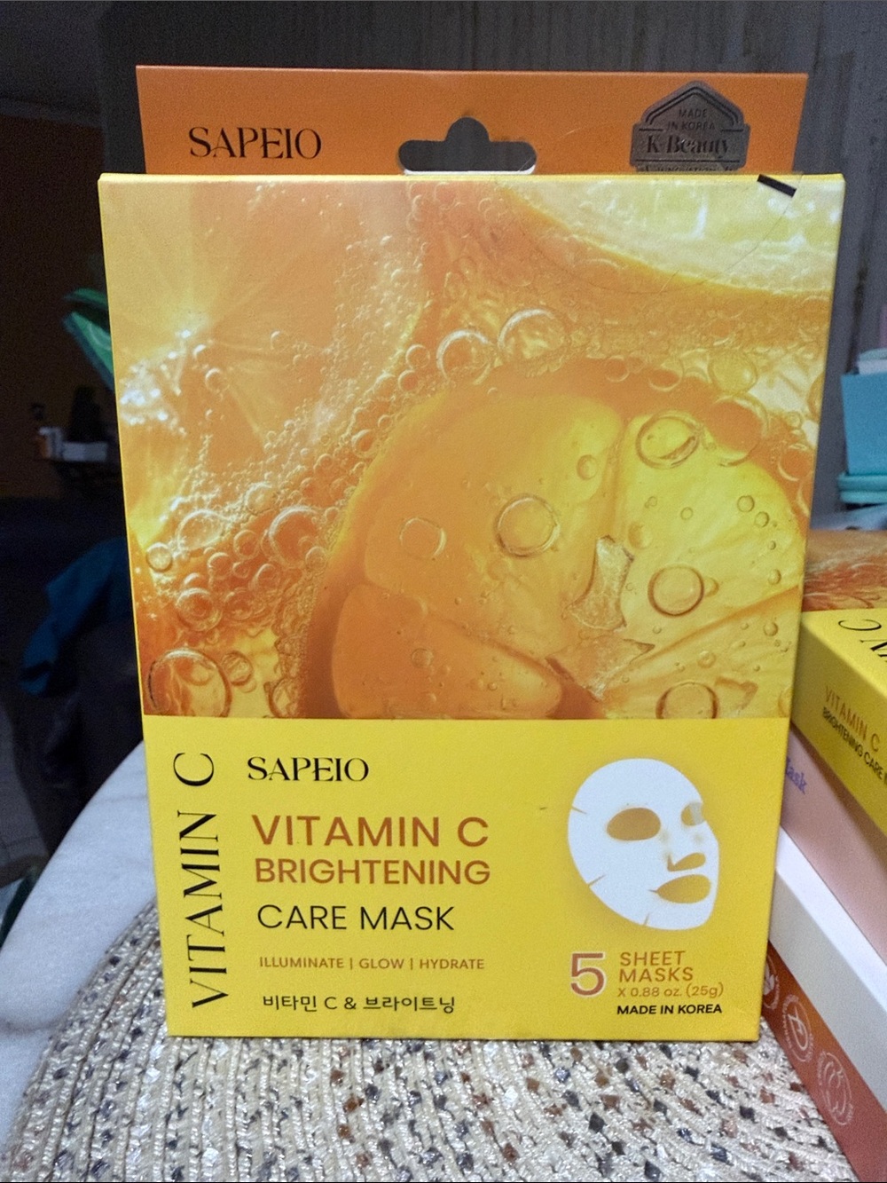 K-Beauty Sapeio Vitamin C Brightening Care Mask – Yellow (5 Sheet Masks)